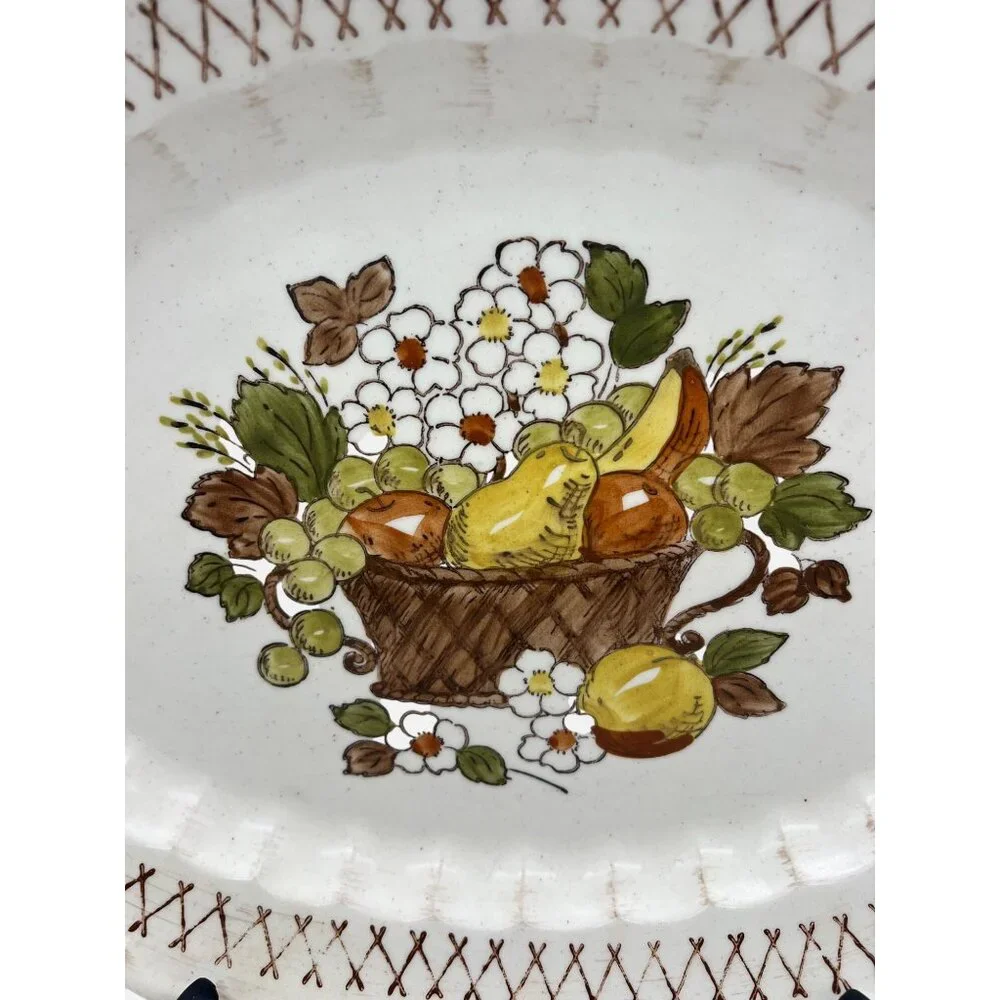 Vintage Metlox Poppytrail Vernon Ware Fruit Basket Oval Serving Platter 13" - Picture 2 of 5